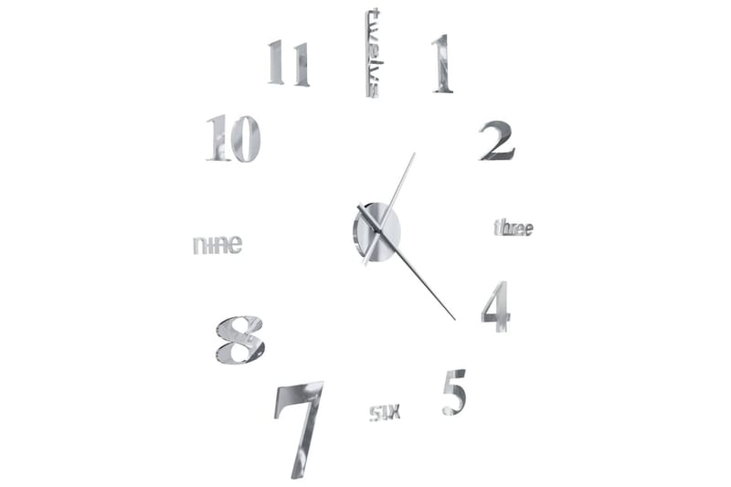 Väggklocka 3D modern design 100 cm XXL silver - Silver - Inredning - Väggdekor - Väggklocka & väggur