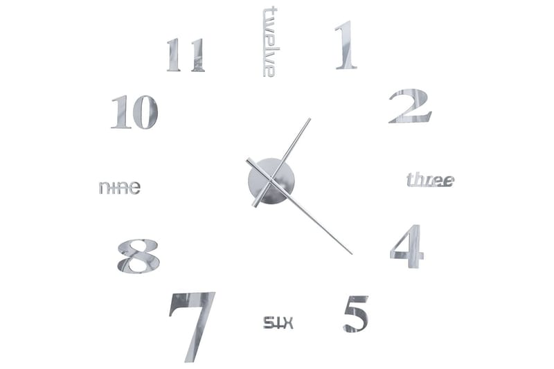 Väggklocka 3D modern design 100 cm XXL silver - Silver - Inredning - Väggdekor - Väggklocka & väggur