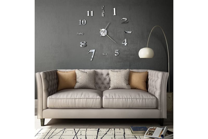 Väggklocka 3D modern design 100 cm XXL silver - Silver - Inredning - Väggdekor - Väggklocka & väggur