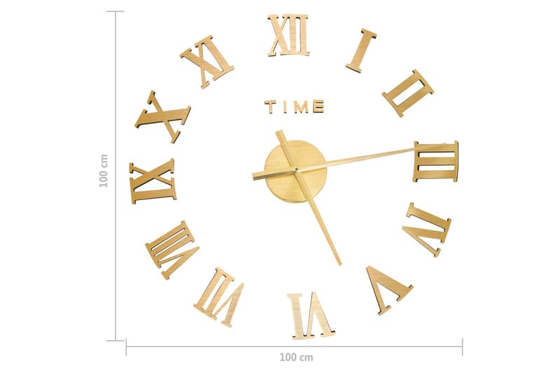 Väggklocka 3D modern design guld 100 cm XXL - Guld - Inredning - Väggdekor - Väggklocka & väggur