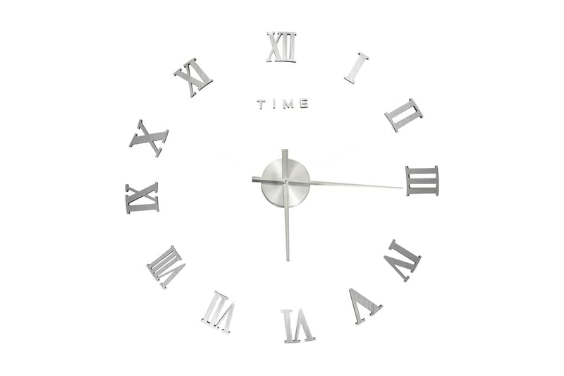 Väggklocka 3D modern design silver 100 cm XXL - Silver - Inredning - Väggdekor - Väggklocka & väggur