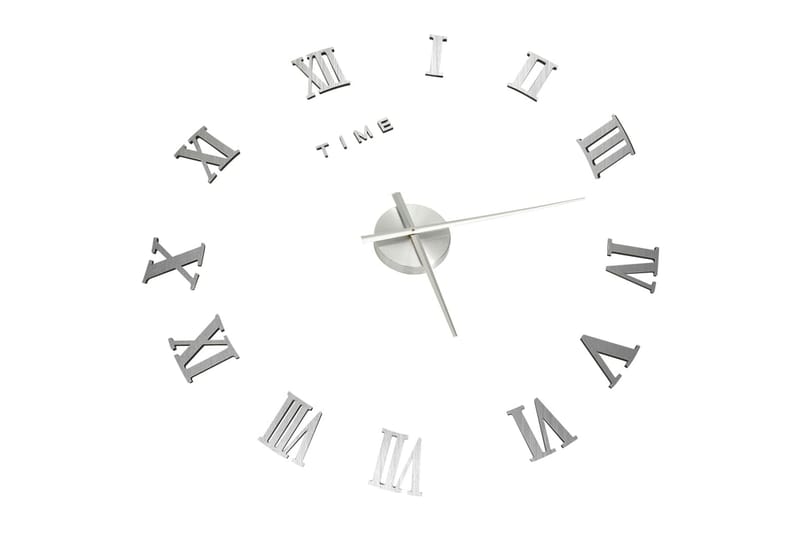 Väggklocka 3D modern design silver 100 cm XXL - Silver - Inredning - Väggdekor - Väggklocka & väggur