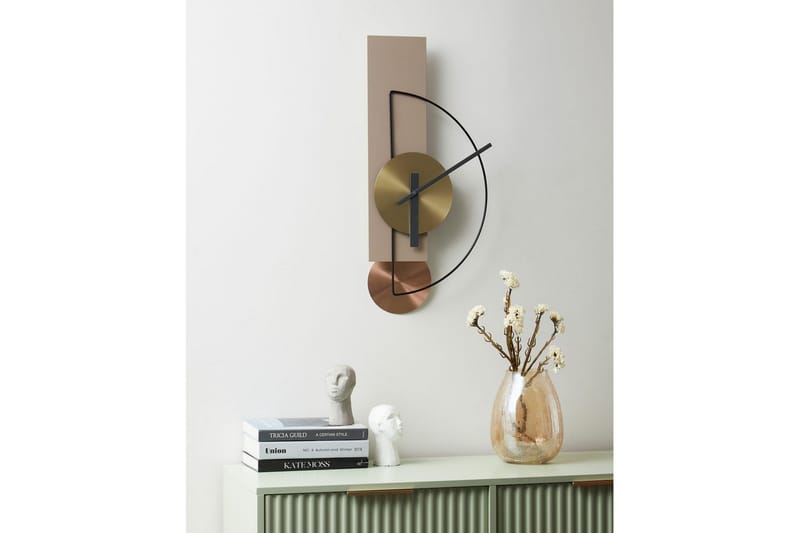 Väggklocka Cevins Beige/svart/guld/koppar - Beige/svart/guld/koppar - Inredning - Väggdekor - Väggklocka & väggur - Urverk till väggklocka