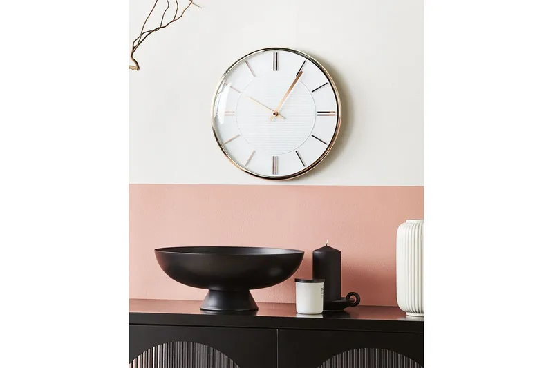 Väggklocka Daroca Vitt/guld - Vitt/guld - Inredning - Väggdekor - Väggklocka & väggur - Urverk till väggklocka