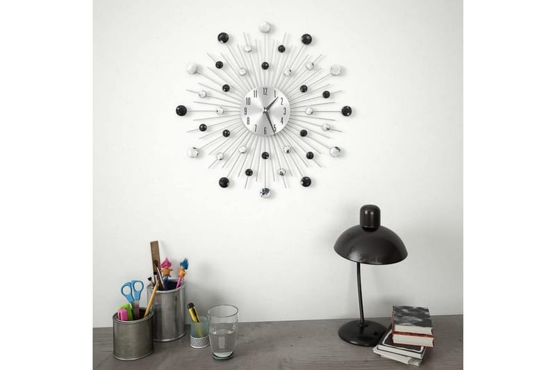 Väggklocka med Quartz-urverk 50 cm modern design - Silver/Svart - Inredning - Väggdekor - Väggklocka & väggur
