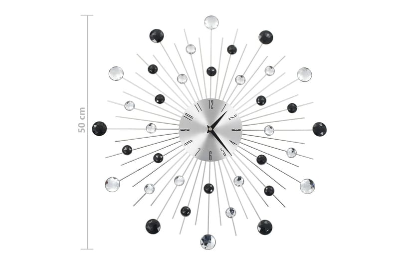 Väggklocka med Quartz-urverk 50 cm modern design - Silver/Svart - Inredning - Väggdekor - Väggklocka & väggur