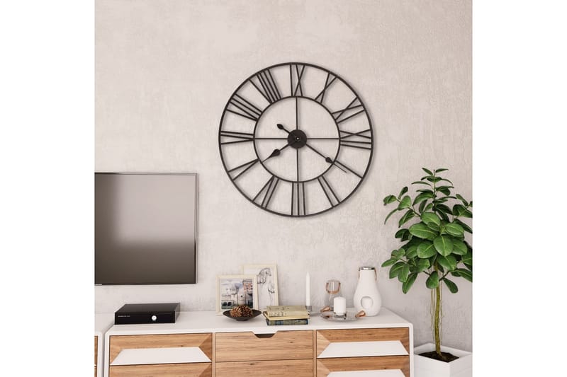 Väggklocka med Quartz-urverk 80 cm XXL - Svart - Inredning - Väggdekor - Väggklocka & väggur