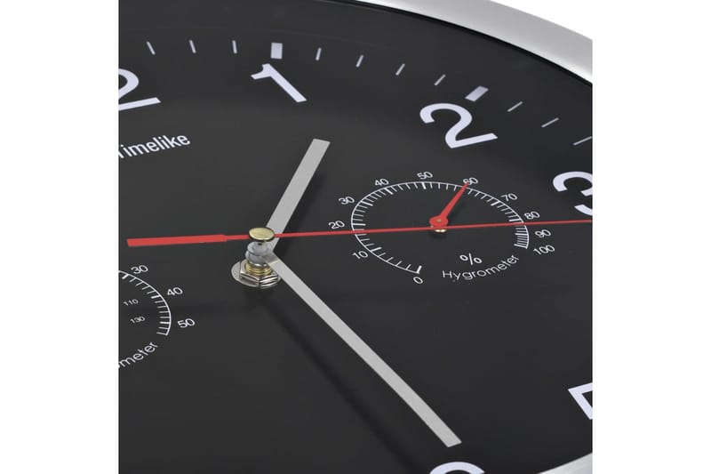 Väggklocka med Quartz-urverk hygro- och termometer 30 cm sva - Svart - Inredning - Väggdekor - Väggklocka & väggur