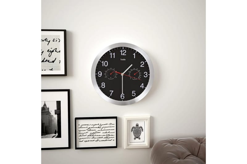Väggklocka med Quartz-urverk hygro- och termometer 30 cm sva - Svart - Inredning - Väggdekor - Väggklocka & väggur