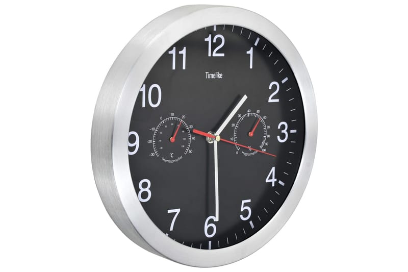 Väggklocka med Quartz-urverk hygro- och termometer 30 cm sva - Svart - Inredning - Väggdekor - Väggklocka & väggur