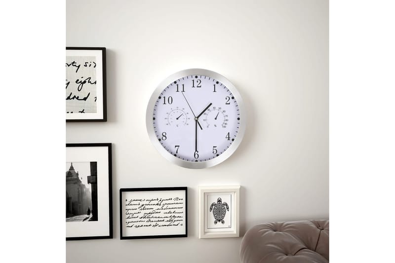 Väggklocka med Quartz-urverk hygro- och termometer 30 cm vit - Vit - Inredning - Väggdekor - Väggklocka & väggur