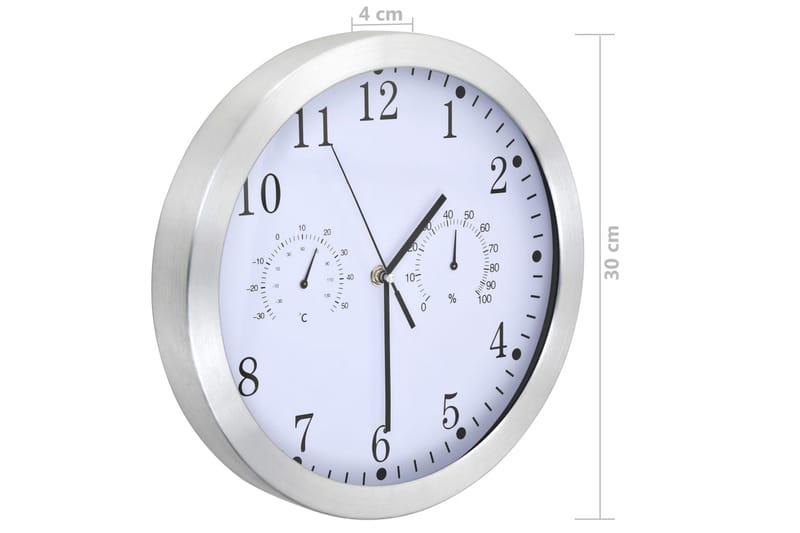Väggklocka med Quartz-urverk hygro- och termometer 30 cm vit - Vit - Inredning - Väggdekor - Väggklocka & väggur