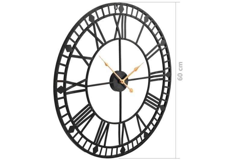 Väggklocka med Quartz-urverk metall 60 cm XXL - Svart - Inredning - Väggdekor - Väggklocka & väggur
