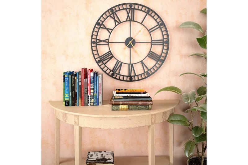 Väggklocka med Quartz-urverk metall 60 cm XXL - Svart - Inredning - Väggdekor - Väggklocka & väggur