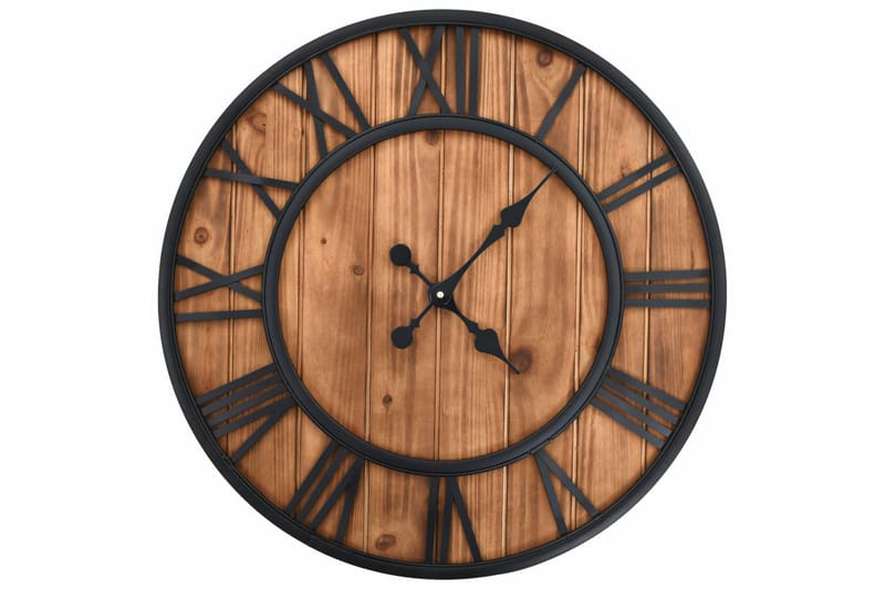 Väggklocka med Quartz-urverk trä och metall 60 cm XXL - Brun - Inredning - Väggdekor - Väggklocka & väggur