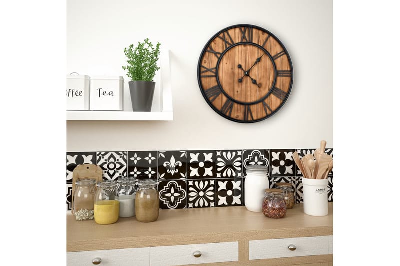 Väggklocka med Quartz-urverk trä och metall 60 cm XXL - Brun - Inredning - Väggdekor - Väggklocka & väggur