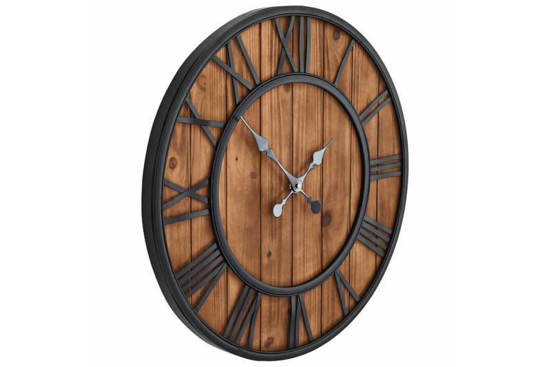 Väggklocka med Quartz-urverk trä och metall 60 cm XXL - Brun - Inredning - Väggdekor - Väggklocka & väggur