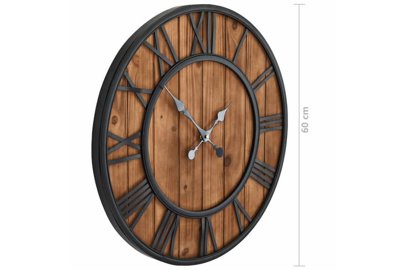 Väggklocka med Quartz-urverk trä och metall 60 cm XXL - Brun - Inredning - Väggdekor - Väggklocka & väggur