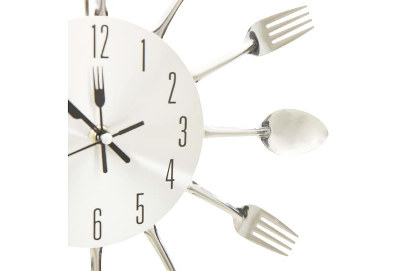 Väggklocka med sked- och gaffeldesign silver 31 cm aluminium - Silver - Inredning - Väggdekor - Väggklocka & väggur