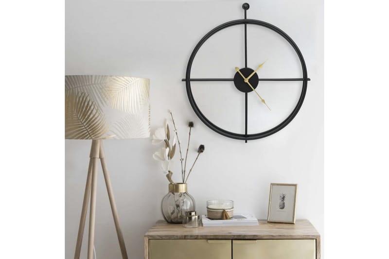Väggklocka svart 52 cm järn - Svart - Inredning - Väggdekor - Väggklocka & väggur