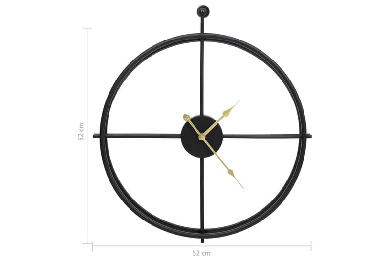 Väggklocka svart 52 cm järn - Svart - Väggklocka & väggur