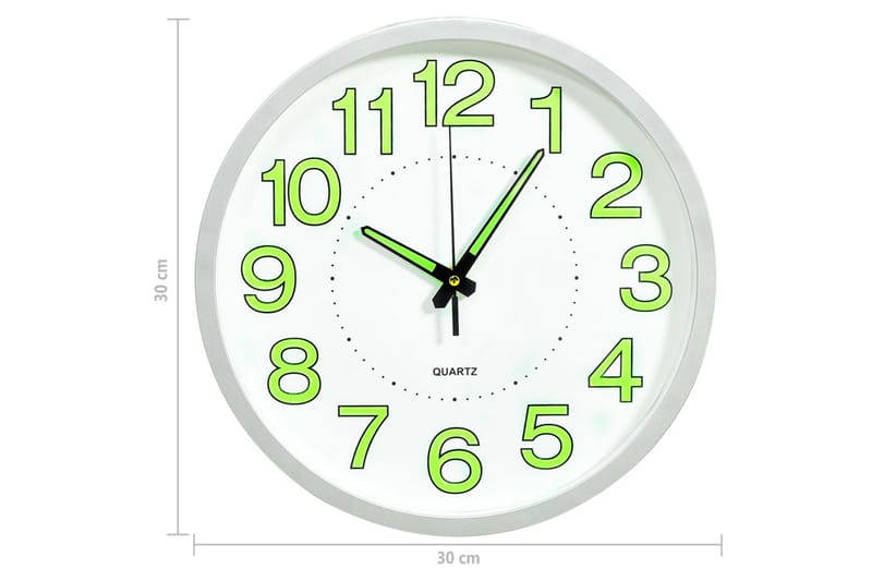 Väggklocka upplyst vit 30 cm - Vit - Inredning - Väggdekor - Väggklocka & väggur