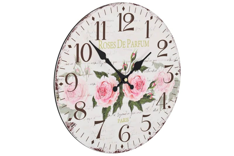 Väggklocka vintage blomma 30 cm - Flerfärgad - Inredning - Väggdekor - Väggklocka & väggur