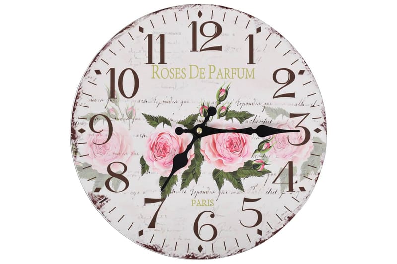 Väggklocka vintage blomma 30 cm - Flerfärgad - Inredning - Väggdekor - Väggklocka & väggur