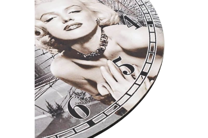 Väggklocka vintage Marilyn Monroe 30 cm - Flerfärgad - Inredning - Väggdekor - Väggklocka & väggur