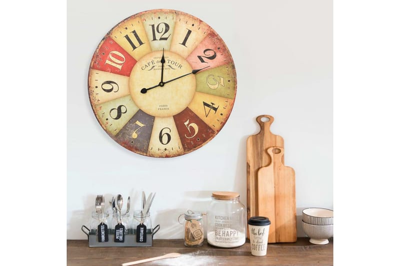 Vintage väggklocka färgglad 60 cm - Flerfärgad - Inredning - Väggdekor - Väggklocka & väggur