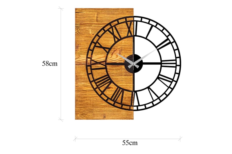 Wooden Clock 10 - Svart/Valnöt - Inredning - Väggdekor - Väggklocka & väggur