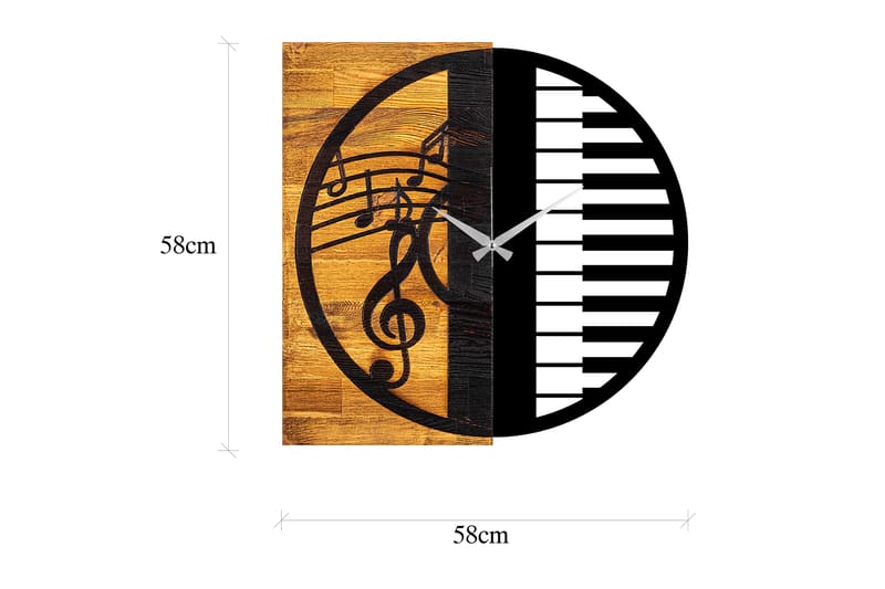 Wooden Clock 11 - Svart/Valnöt - Inredning - Väggdekor - Väggklocka & väggur