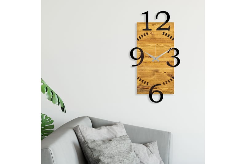 Wooden Clock 2 - Svart/Valnöt - Inredning - Väggdekor - Väggklocka & väggur