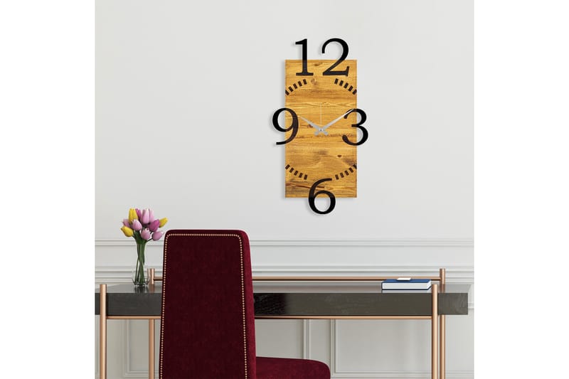 Wooden Clock 2 - Svart/Valnöt - Inredning - Väggdekor - Väggklocka & väggur