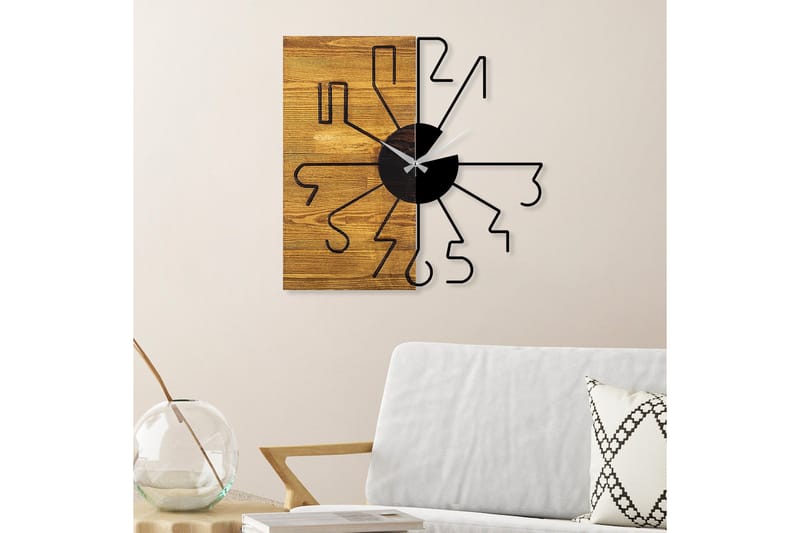 Wooden Clock 29 - Svart/Valnöt - Inredning - Väggdekor - Väggklocka & väggur