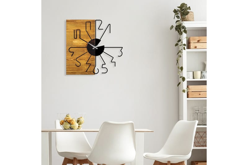 Wooden Clock 29 - Svart/Valnöt - Inredning - Väggdekor - Väggklocka & väggur