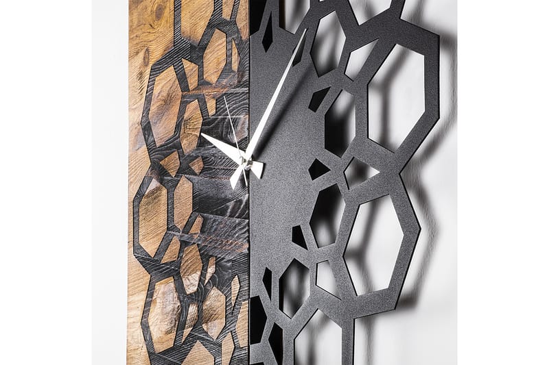 Wooden Clock 30 - Svart/Valnöt - Inredning - Väggdekor - Väggklocka & väggur