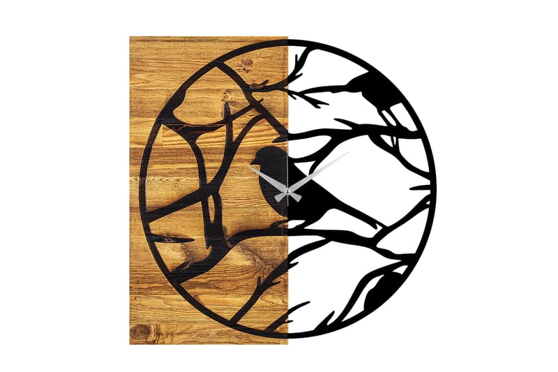 Wooden Clock 35 - Svart/Valnöt - Inredning - Väggdekor - Väggklocka & väggur