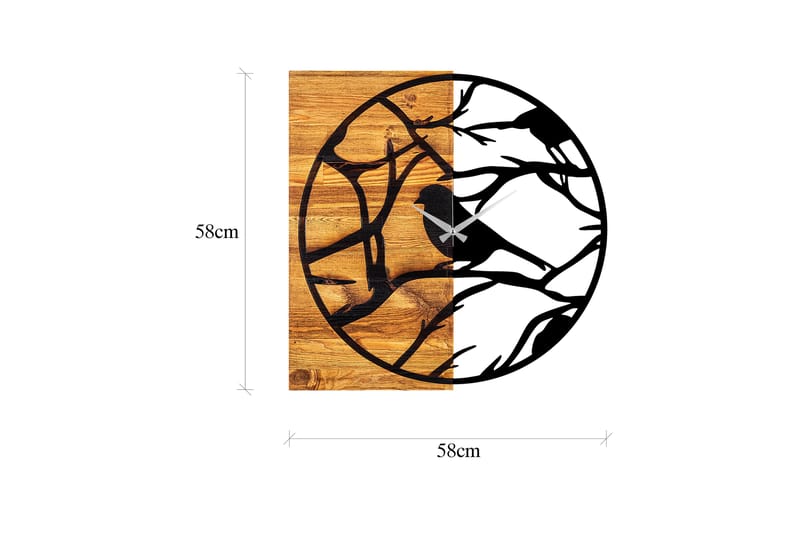 Wooden Clock 35 - Svart/Valnöt - Inredning - Väggdekor - Väggklocka & väggur