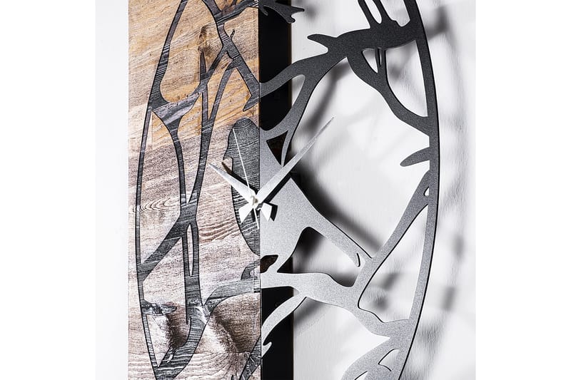 Wooden Clock 35 - Svart/Valnöt - Inredning - Väggdekor - Väggklocka & väggur