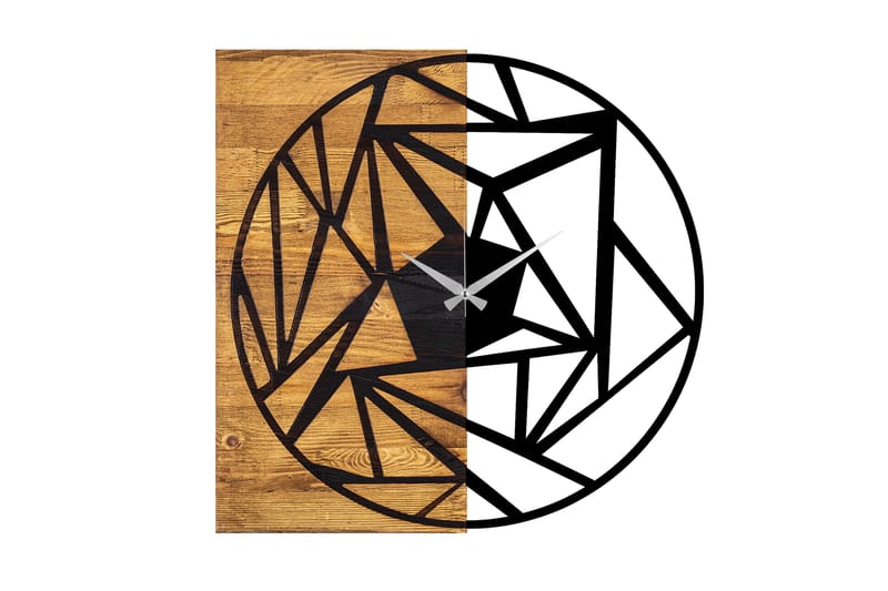 Wooden Clock 36 - Svart/Valnöt - Inredning - Väggdekor - Väggklocka & väggur