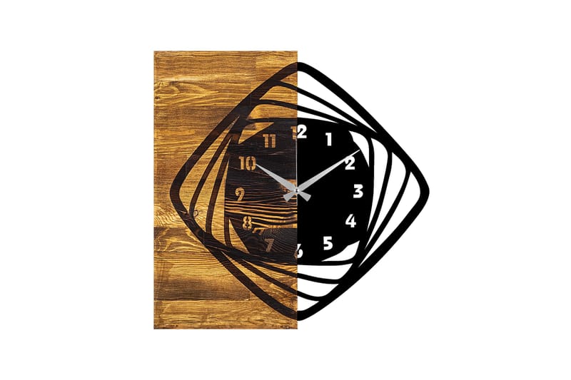 Wooden Clock 4 - Svart/Valnöt - Inredning - Väggdekor - Väggklocka & väggur