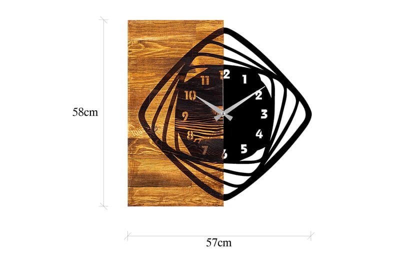 Wooden Clock 4 - Svart/Valnöt - Inredning - Väggdekor - Väggklocka & väggur