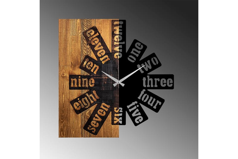 Wooden Clock 40 - Svart/Ljus Valnöt - Inredning - Väggdekor - Väggklocka & väggur