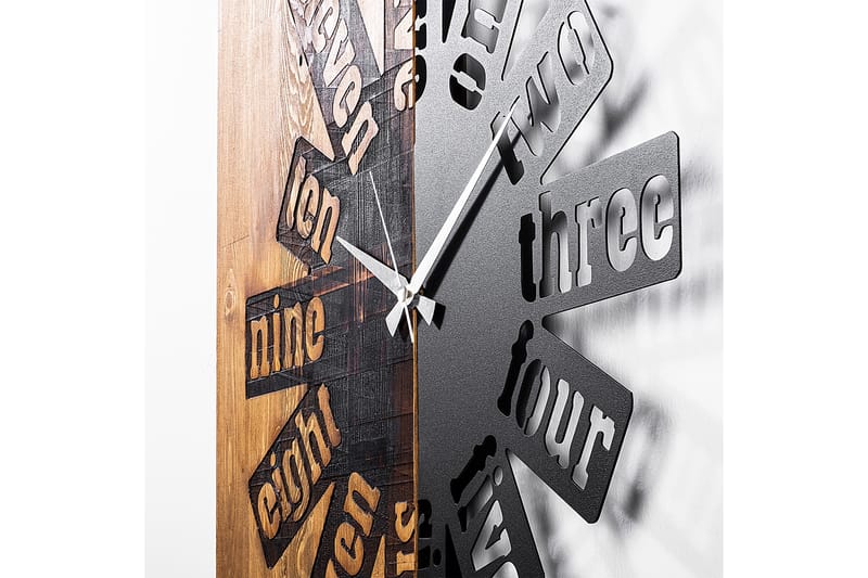 Wooden Clock 40 - Svart/Ljus Valnöt - Inredning - Väggdekor - Väggklocka & väggur