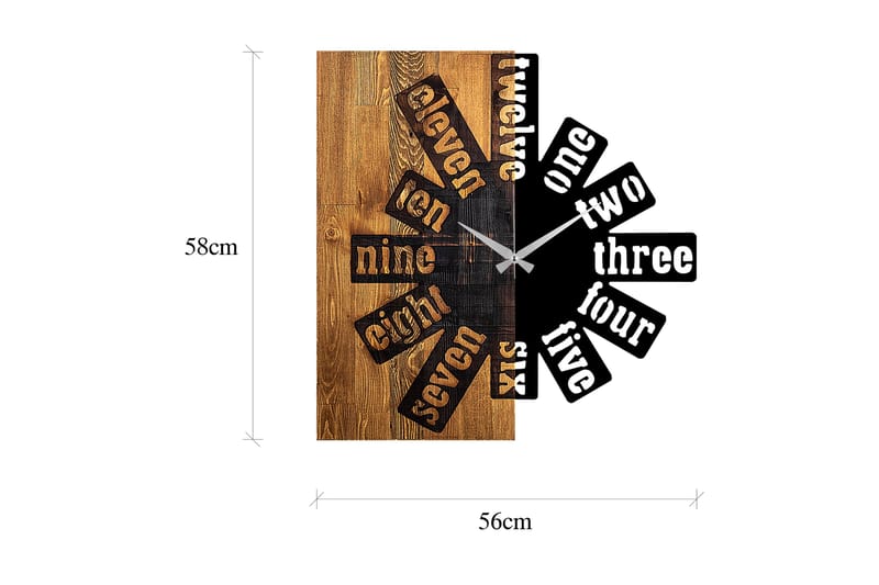 Wooden Clock 40 - Svart/Ljus Valnöt - Inredning - Väggdekor - Väggklocka & väggur