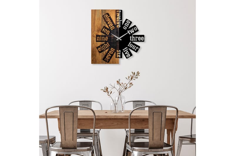 Wooden Clock 40 - Svart/Ljus Valnöt - Inredning - Väggdekor - Väggklocka & väggur