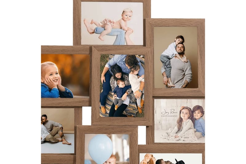 Fotoram för 10x(10x15 cm) bilder ljusbrun MDF - Brun - Inredning - Väggdekor - Ramar