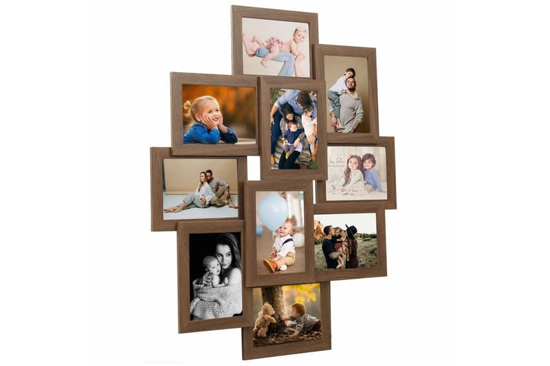 Fotoram för 10x(10x15 cm) bilder ljusbrun MDF - Brun - Inredning - Väggdekor - Ramar