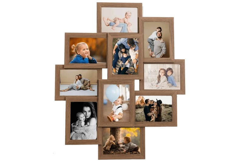 Fotoram för 10x(10x15 cm) bilder ljusbrun MDF - Brun - Inredning - Väggdekor - Ramar